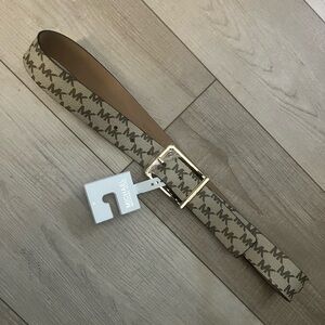 Michael Kors Tan and Brown Monogram Signature Belt Size M